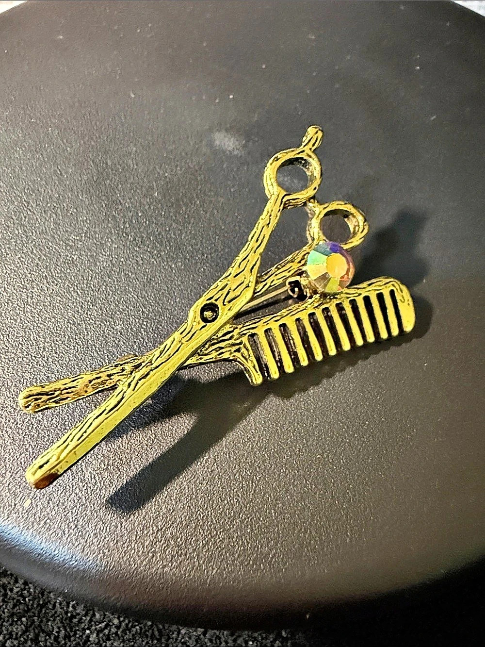 Gold Scissor & Comb Hair Accessory